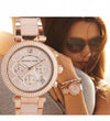 Mich_ael l Ko_rs Parker Pink MK5896 Parker Chronograph Quartz Watch for Women - Rose Gold Dial with Rose Gold Stainless Steel Strap femstore.co.in