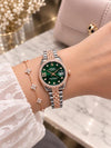 Roleex women Date Only Rosegold Two Tone Green Dial