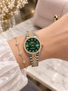 Roleex women Date Only Gold Two Tone Green Dial