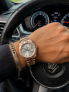 Roleex Oyster Perpetual Day Date Rosegold Chain White Dial