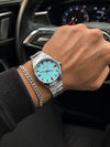 Dieseal Men 5 Bar Tiffany Dial Silver Tone