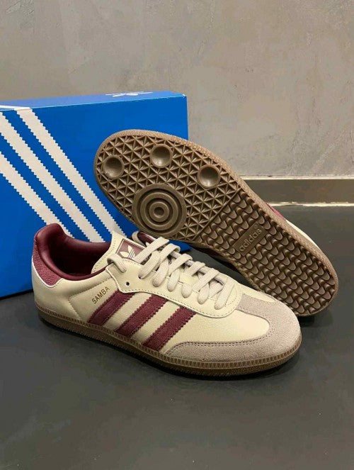 Adidass Samba OG Putty Grey Maroon Womens 1226