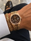 Roleex Oyster Perpetual Land Dweller Diamond Rosegold Brown