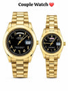 Roleex Couple Arabic Gold Black Day Date