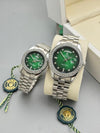 Rolex_Couple_Oyster_Perpetual_Day_Date_Silver_Green