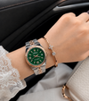 Roleex Women Sky Dweller Date Only Rosegold Two Tone Green